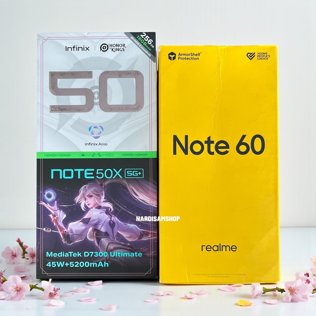 Second Infinix Note 50X 5G 8/256Gb & Second Realme Note 60 4/64Gb Mulus Fulset Seseuai Gambar