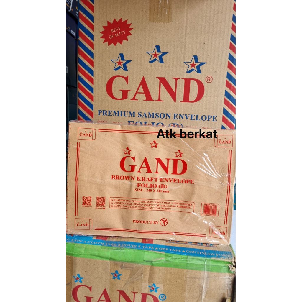 Amplop Coklat Folio Gand tebal 80 gr Isi 100 Pcs