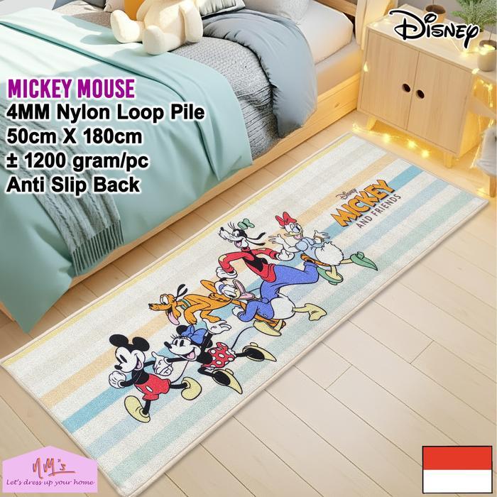 Disney Mickey Mouse Official Merchandise keset kaki 50 cm x 180 cm anti slip anak motif kartun karak
