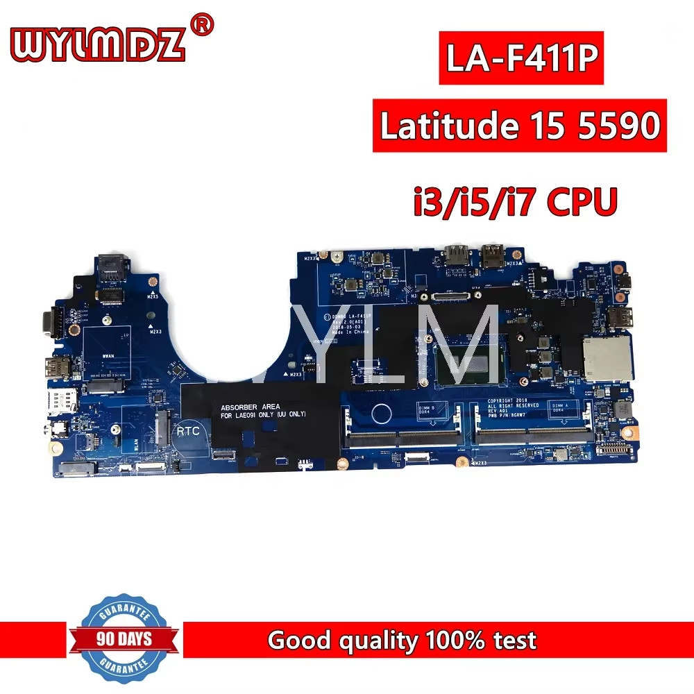 DDM80 LA-F411P i3/i5/i7 CPU Laptop Motherboard For Dell Latitude 15 5590 E5590 Mainboard  0630XH 0GK