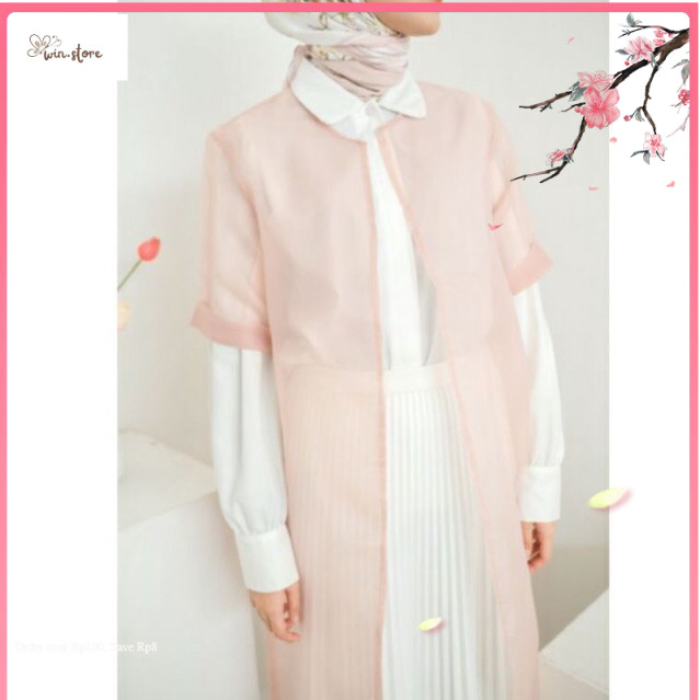 Outer Atasan Brokat Terbaru / (READY) Outer Organza / Ootd Hijab / Long Outer/Baju Lebaran