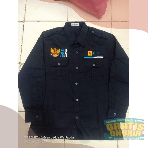KEMEJA PLN SERAGAM PLN BUMN BAJU BUMN PLN FULL BORDIRAN.pakaian pria lainnya