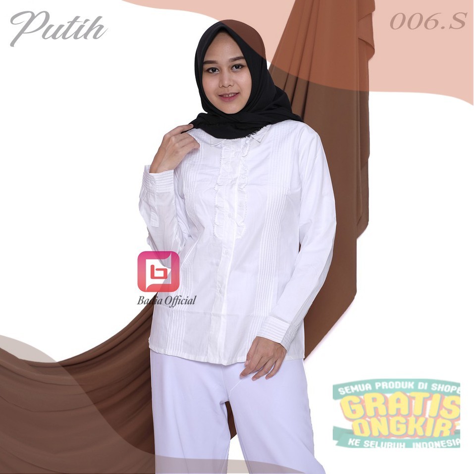 kemeja putih motif bunga bordir floral or kembang formal kantor kerja jumbo wanita premiumpakaian pr