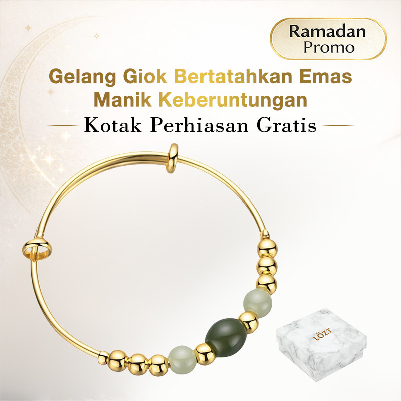 [Promosi Ramadan] Kombinasi emas 18K dan giok - gelang keberuntungan bertatahkan emas - membawa kebe