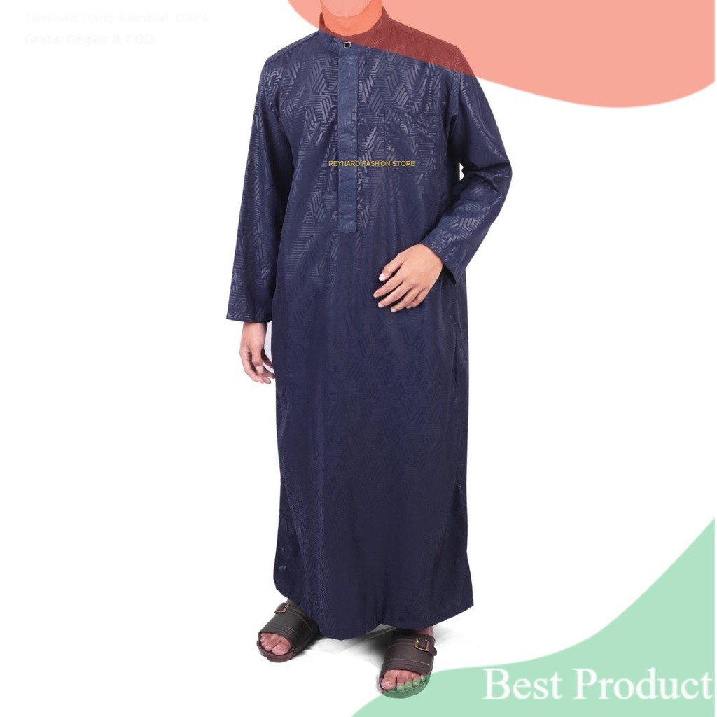 Jubah Gamis Pria Al - Harbi ./ Jubah Muslim Pria Remaja hingga Dewasa / Jubah Embos emboss mewah Rey