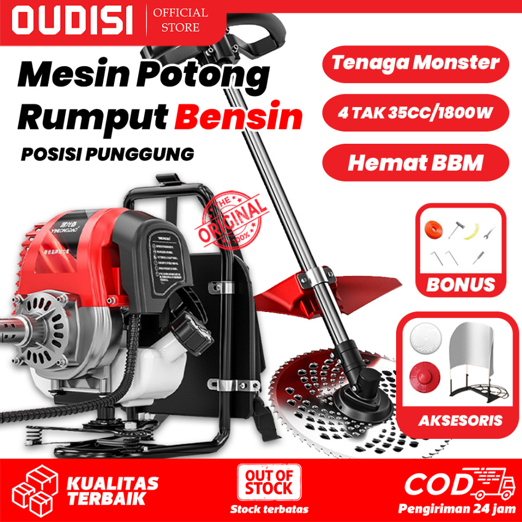 Mesin Potong Rumput Gendong 4 Tak Brush Cutter Mesin pemotong rumput genggam Mesin pemotong rumput b