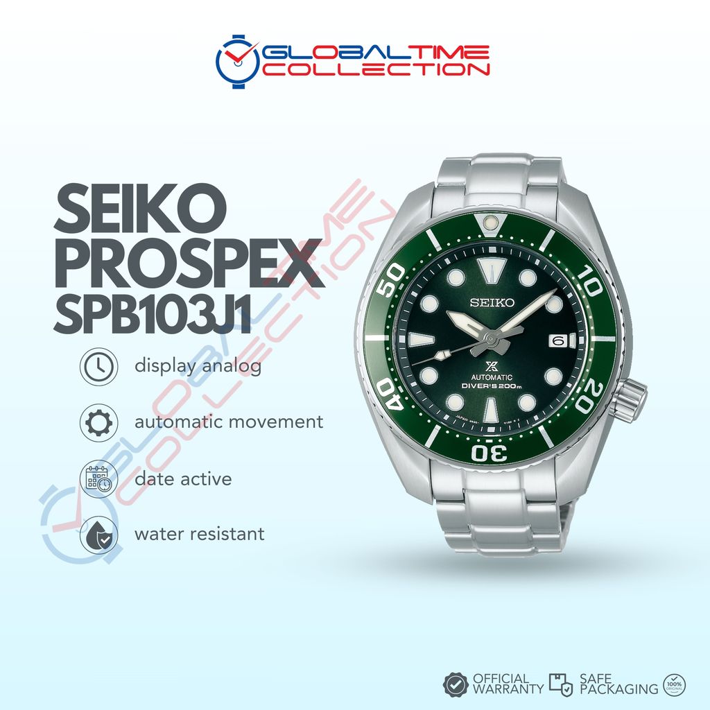 Jam Tangan Pria SEIKO SPB103J1 Prospex SUMO Rantai Silver Dial Green