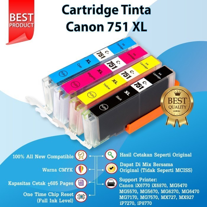 Cartridge Tinta Canon PGI750XL CLI751XL Printer iX6870 MG5470 MG5570 Compatible Canon PGI750 XL CLI7