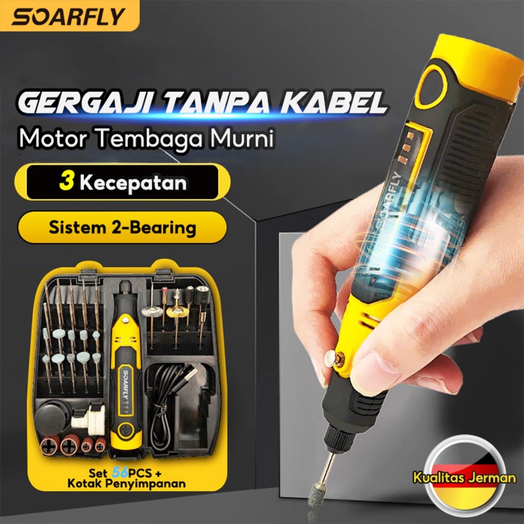 SOARFLY [COD] Bor Mini Drill Grinder 57 Pcs Mini Grinda Mikro Pengukir Pena Bor Listrik Penghalus-Al
