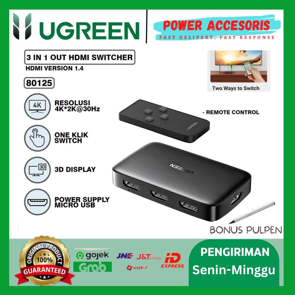 Ugreen HDMI Switcher 3 in 1 out 4K3D with Remote - 80125