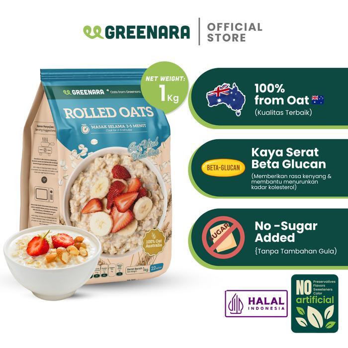 Greenara Rolled Oat 1kg / Greenara Oat Utuh 1kg