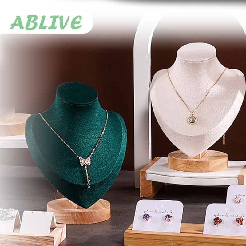 Stand Display Kalung Kayu Display Pajangan Perhiasan Manekin Kalung Leher Tempat Kalung