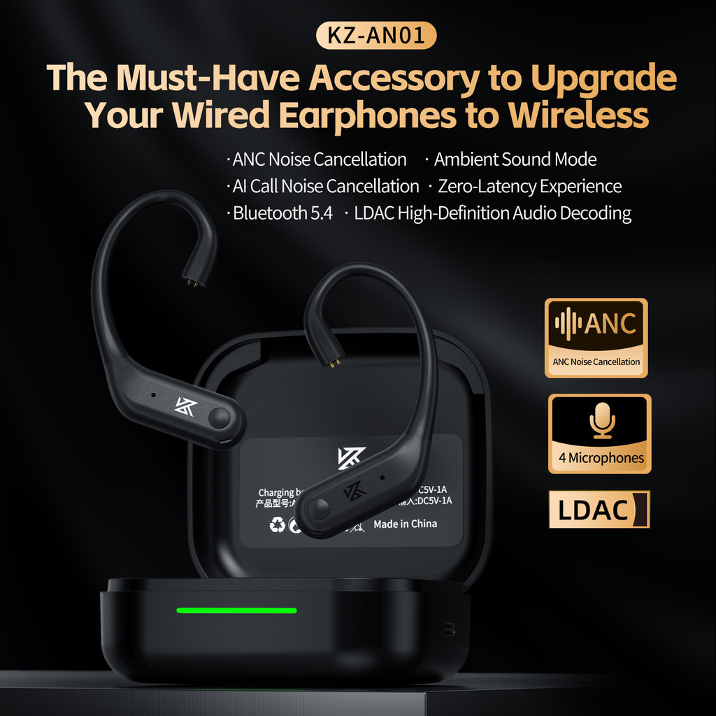 KZ AN01 Bluetooth 5.4 Upgrade Wireless Earphones Noise Cancellation Bluetooth Earhook 4 modes with a