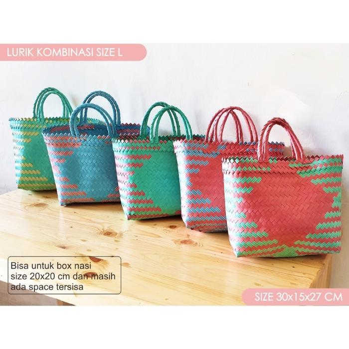 Tas Anyaman Plastik Kaca Kilap Tas Belanja Tas Anyam Hajatan Souvenir Tas Parsel Serbaguna - KANTONG