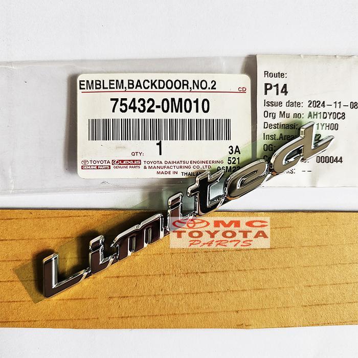 Emblem Logo Pintu Bagasi Tulisan Limited Original Toyota Yaris Wish Stiker Sticker Limited 75432-0M0