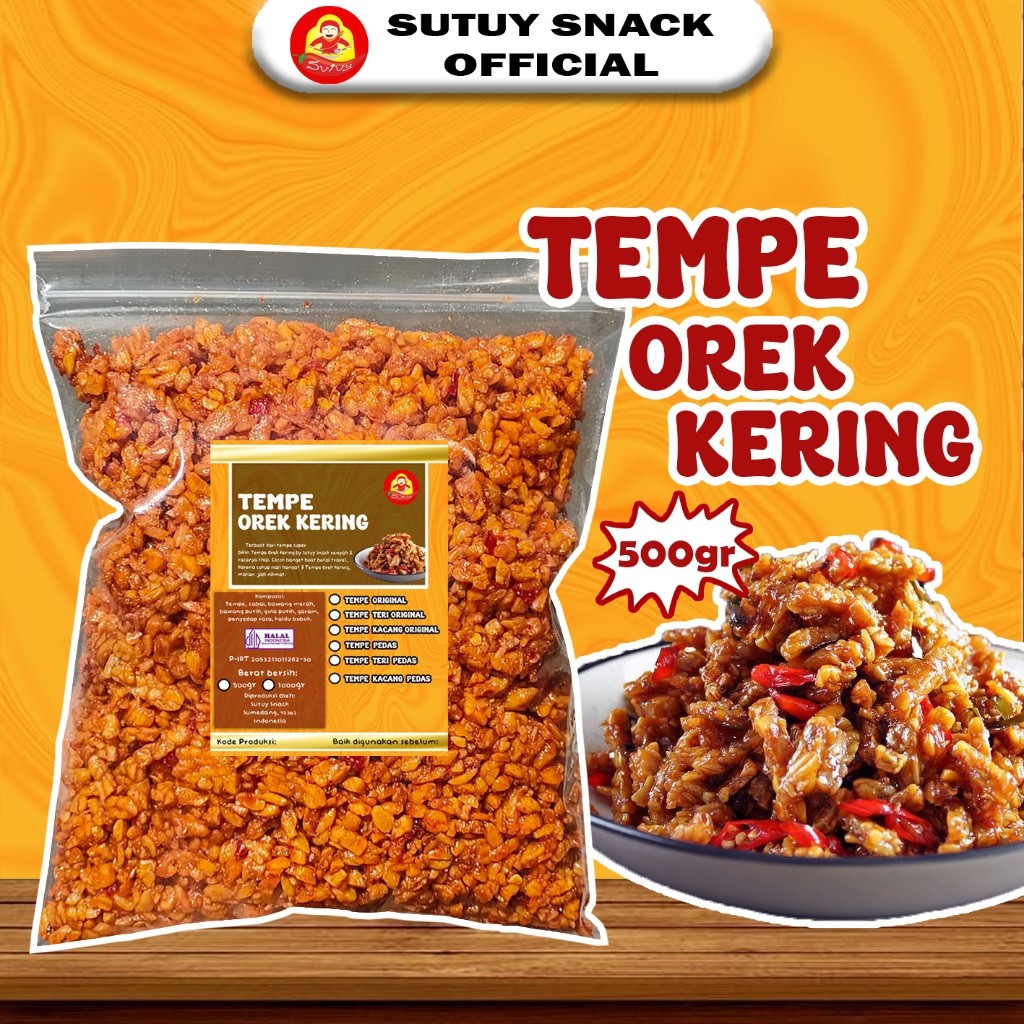 Ready KERING TEMPE 500gr/TEMPE OREK BALADO PEDAS MANIS/OREK TEMPE TERI KACANG