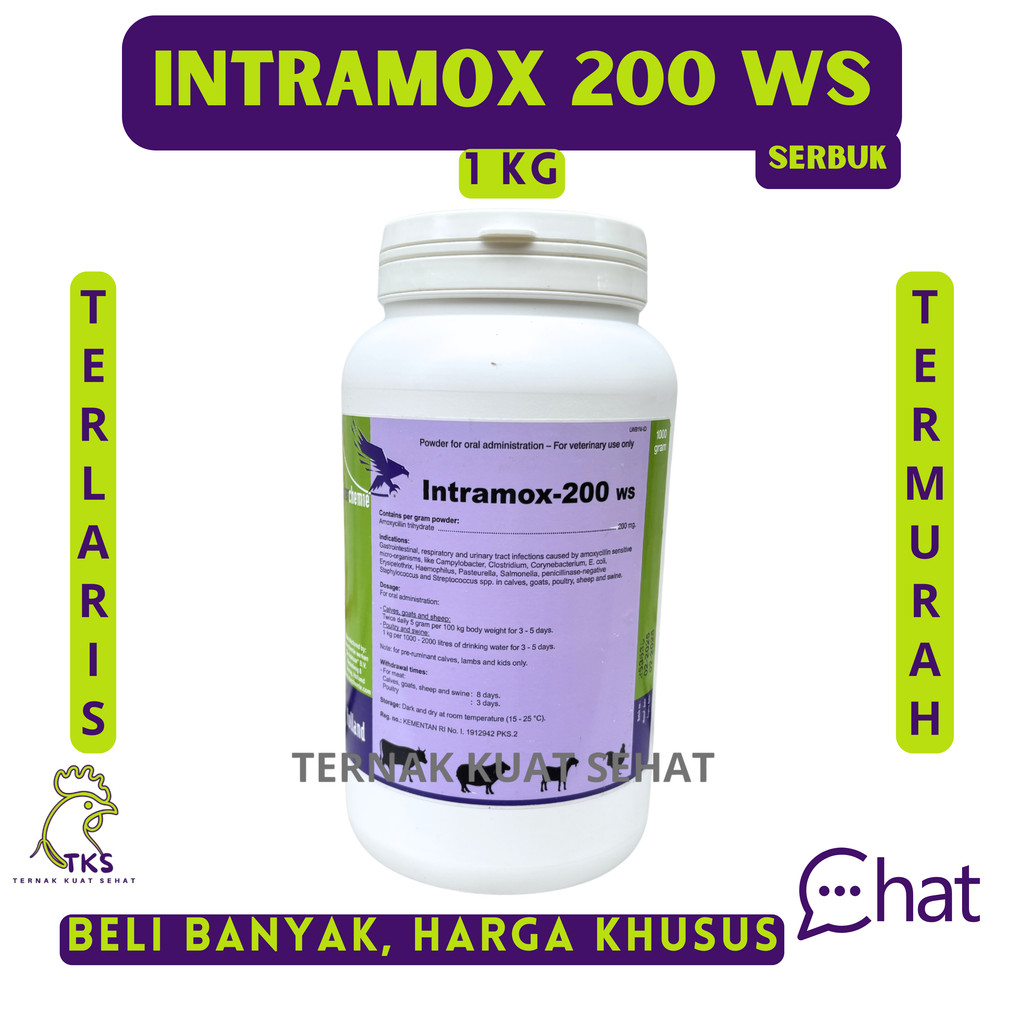 INTRAMOX 200 WS 1 KG - TMC - Mengobati Infeksi Saluran Pencernaan dan Pernafasan Hewan Ternak TKS
