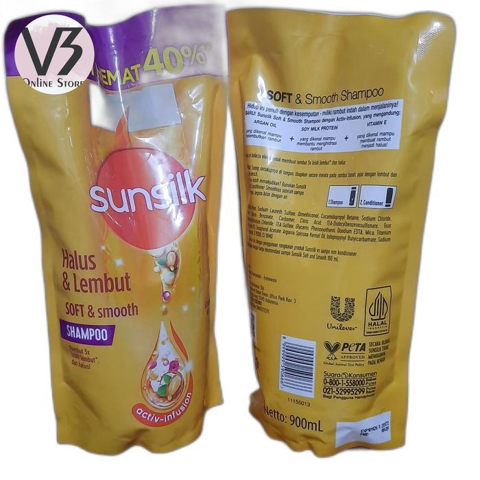 Sunsilk Shampoo Refill 900ml Soft & Smooth Perawatan Rambut Kering Kasar Melembutkan Halus dan Berki
