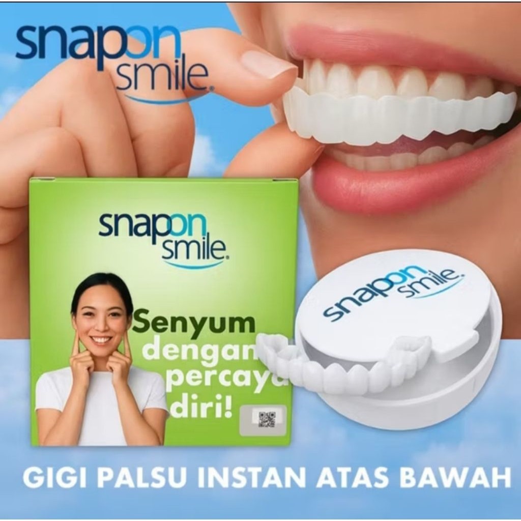 Snap On Smile 100% Original Veneer Gigi Palsu Atas Bawah Instan Gigi Palsu Vener Silikon Authentic [