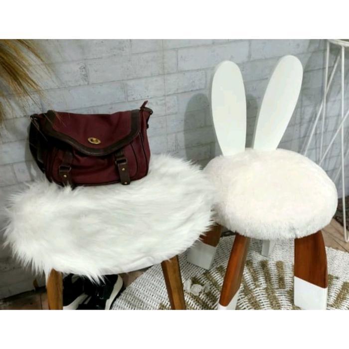 TAPLAK MEJA BULU DIAMETER 50cm | TAPLAK MEJA BULAT | ALAS BULU BULAT DEKORASI - DIAMETER 50cm, Putih