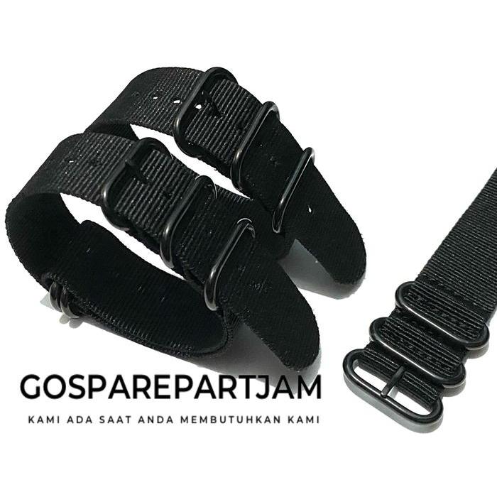 Tali Jam Tangan Nato Nilon - Strap Nato Nylon Watch Strap 18mm - Hitam, 18