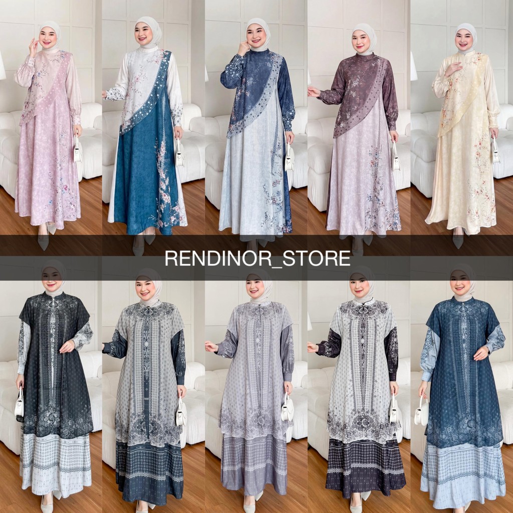 CUP IN GAMIS DRESS SIGNATURE PRINTING BY CUP IN READY SIAP KIRIM