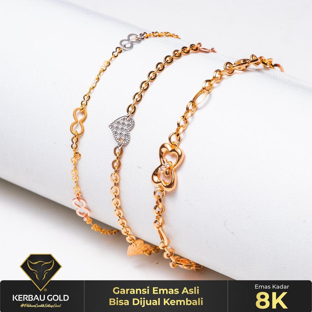 [Kerbau Gold] Gelang Emas Infinity Fashion 8K - Emas Asli 100%