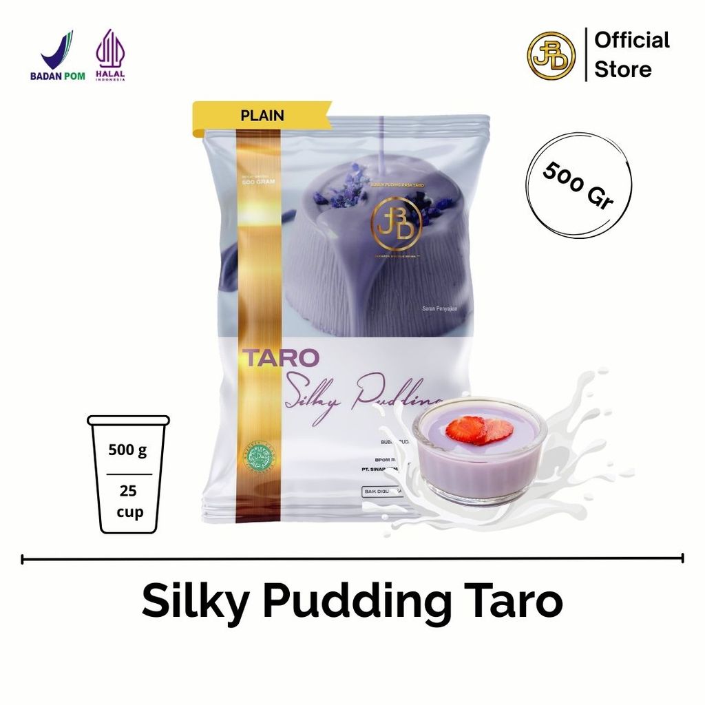 Bubuk SILKY PUDDING TARO Plain TANPA GULA ukuran 500g - Jakarta Bubble Drink | BPOM&HALAL