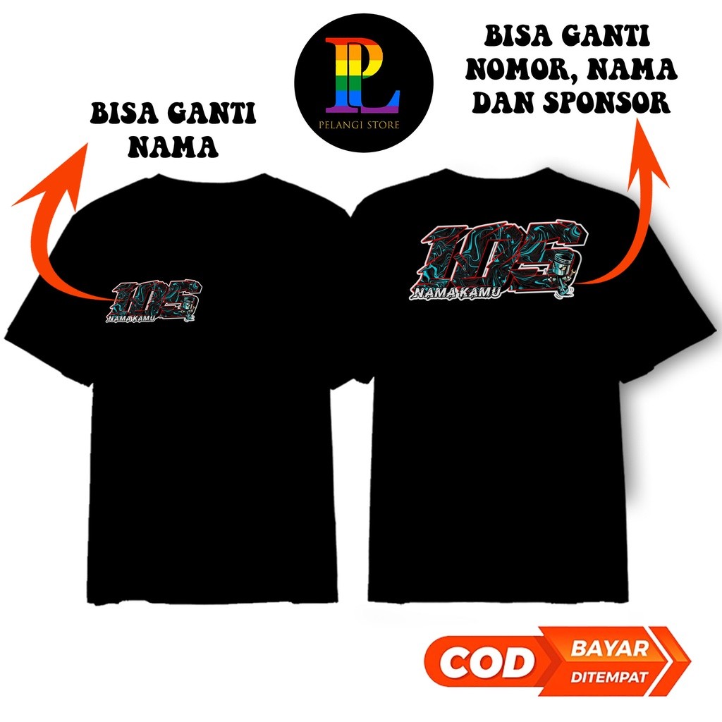 Kaos Racing Speed, Custom Nama dan Nomor Start serta Nama Team Baju racing T Shirt racing Unisex