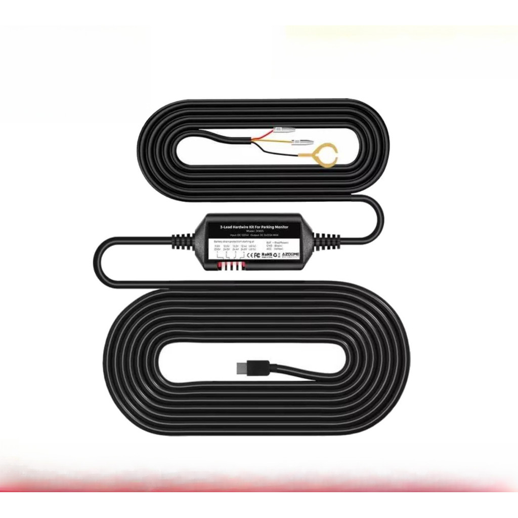 Azdome JYX05 Car DVR Record Hardwire Kit w TypeC Port For M300SGS63ProM27M560M580 Low Vol Protection