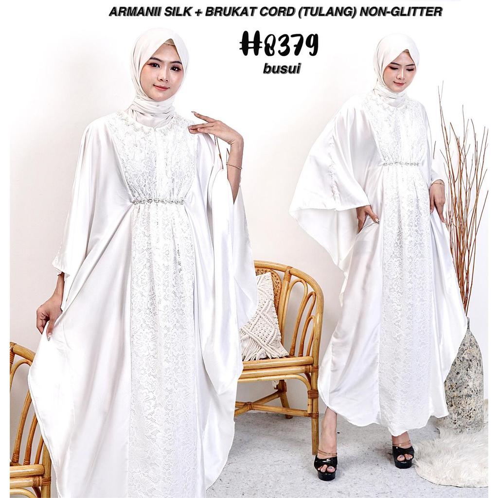 Gamis Busui Putih Premium Armani Silk Kombinasi Brukat Bordir Elegan