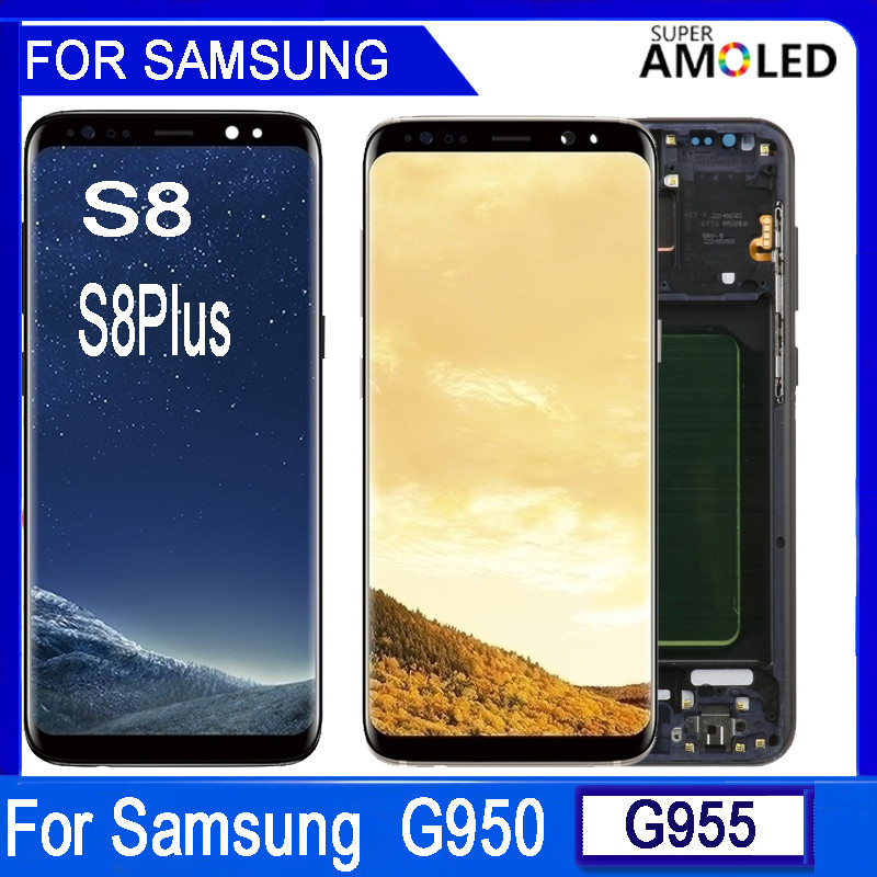 Super AMOLED S8 LCD For SAMSUNG S8 G950F S8 Plus G955F LCD splay+Tou Screen with burn-in shadow repl