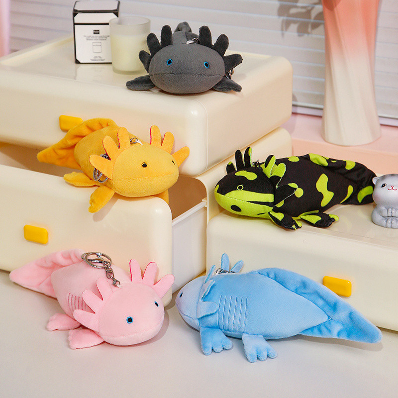 22cm Small Axolotl Plush Keychain Mini Cute Salamander Soft Toy Stuffed Animal Newt Kawaii Bag Pent 