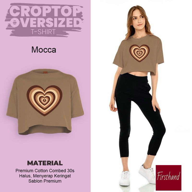 Kaos Love Mocca Crop Top Kaos Oversize Baju Crop Import Branded Original