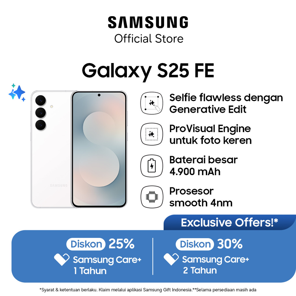 [Free Upgrade From 128GB] Samsung Galaxy S25 FE 8/256GB - White