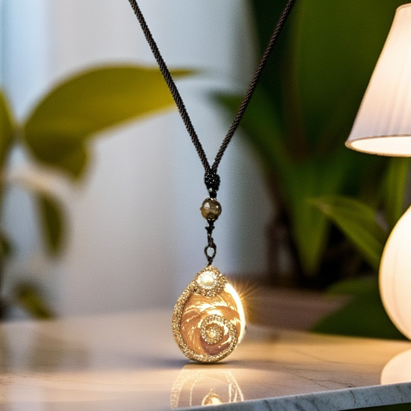 Kalung desain baru asli dengan liontin kerang alami dan fosil kerang bertatahkan mutiara grosir dari