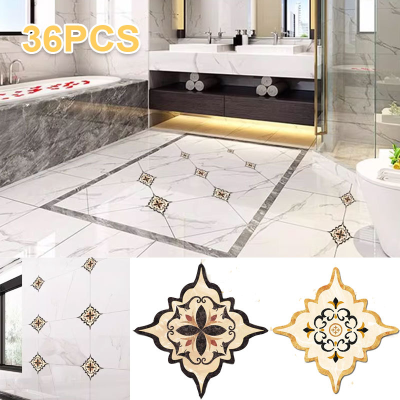 36PCS Stiker Dekorasi Lantai Stiker Diagonal Keramik Wall Sticker  Kramik Sudut Stiker Anti Air & An