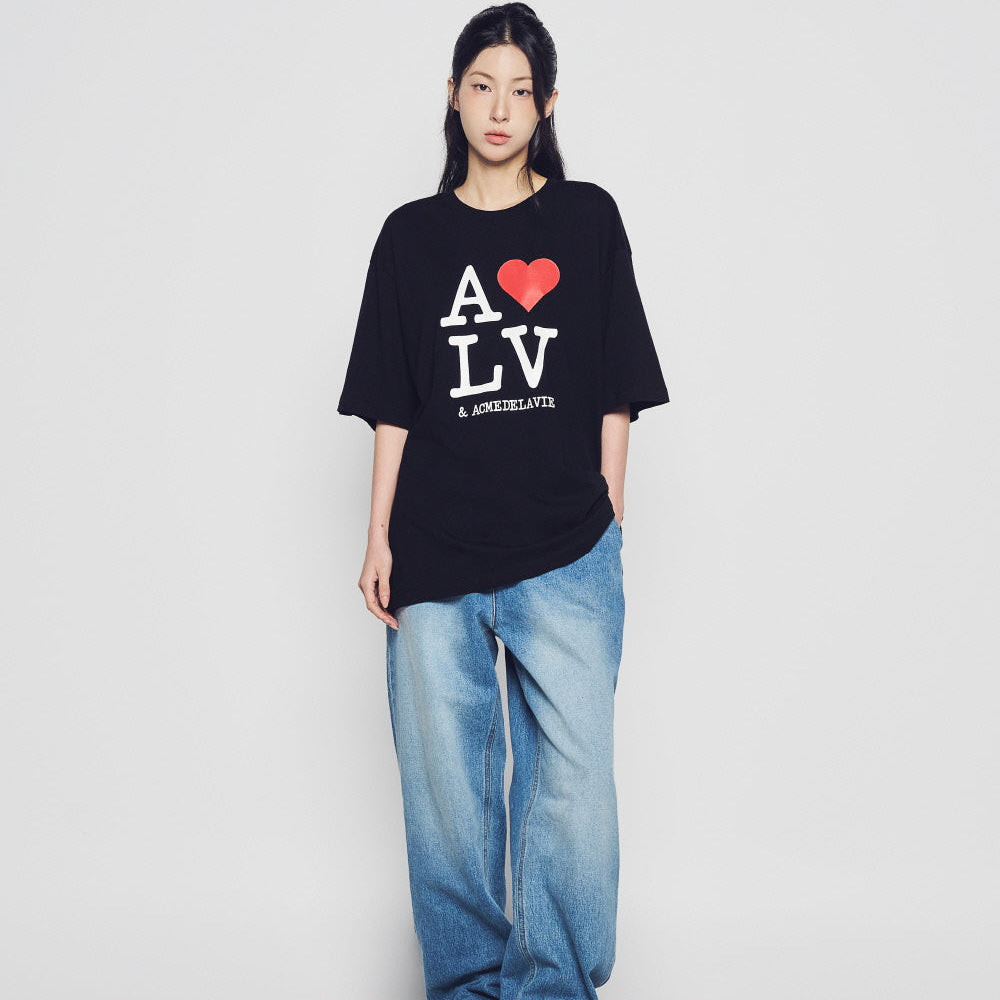 COD [ADLV] Love Adlv Short Sleeve T-Shirt Black - Kaos Oversized Fit Unisex Acme de da vie