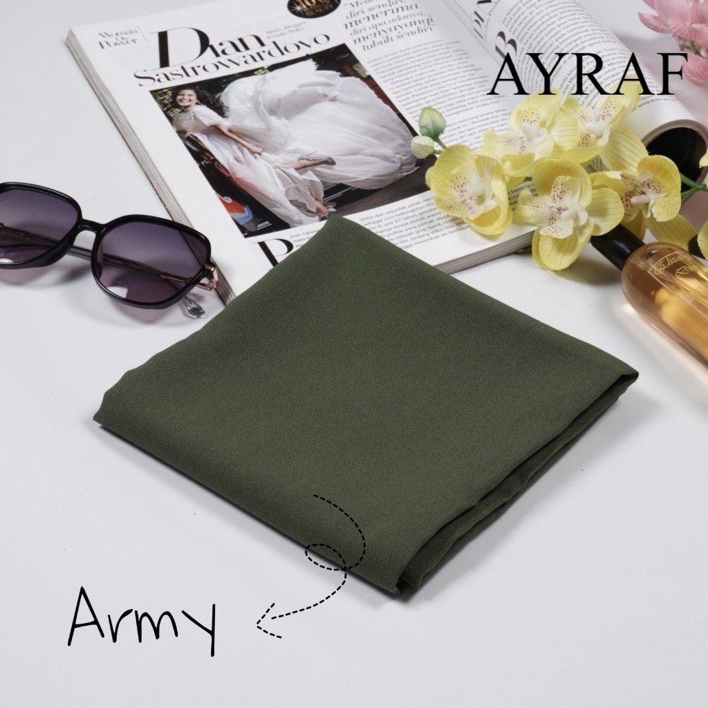Kerudung Hijab Segiempat Paris Premium warna hijau army/Hijab Segiempat Eksklusif Paris Premium warn