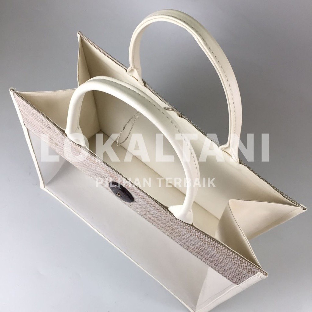 New Tas Pandan Mendong Besar / Tas Hampers Mendong Cream