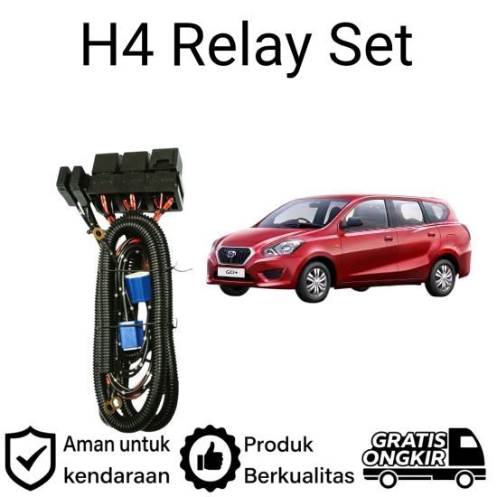 AM Relay Set Lampu Utama LED H4  Mobil Datsun Plus Panca