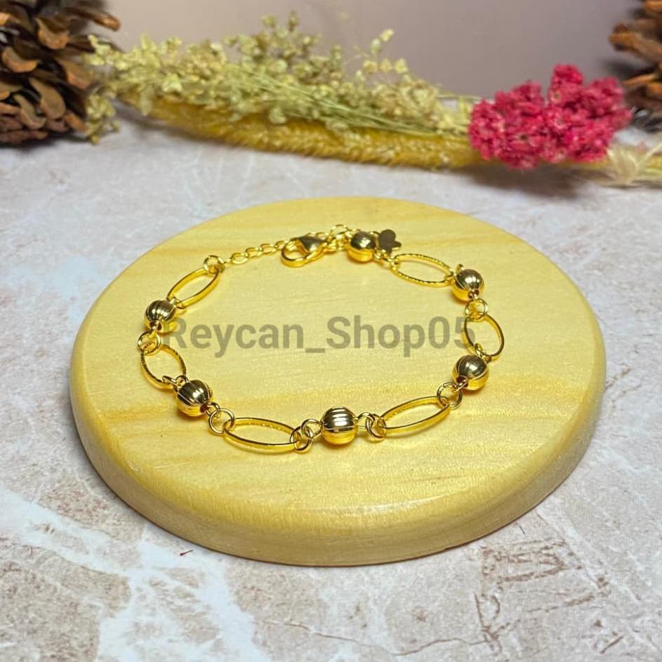 NEW PROMO GELANG PENTOL SPASI TITANIUM GOLD ANTI KARAT ANTI LUNTUR