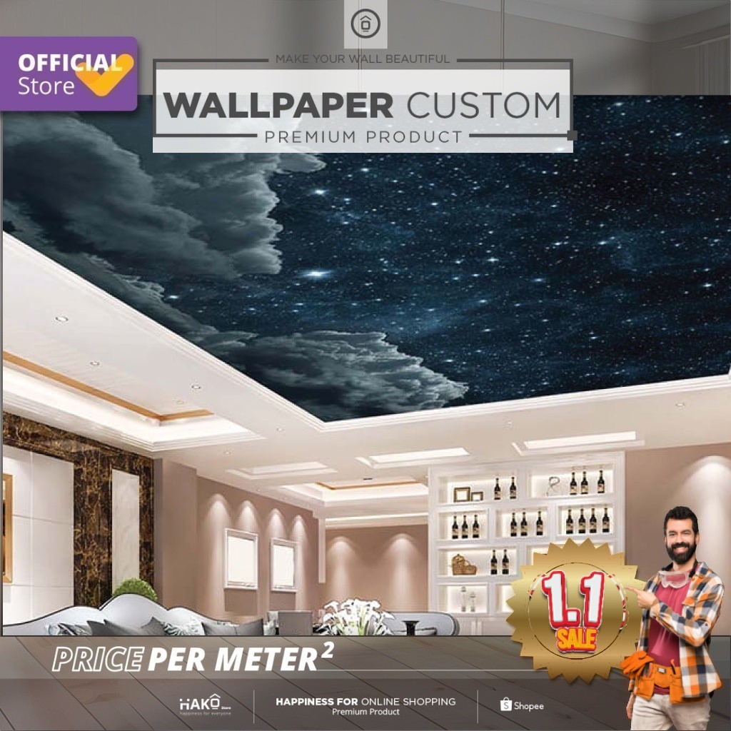 Sticker Plafon Custom Ruang Tamu | Gambar Langit dan Luar Angkasa 1.10 | Plafon | Wall Sticker | Wal