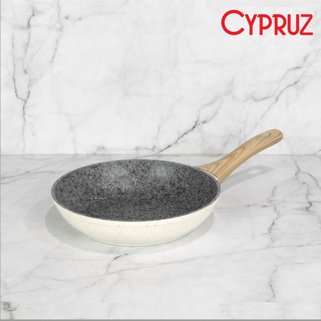VICTORIUM - CYPRUZ FP 0702 FRY WOK 18 CM WHITE GRANITE SERIES
