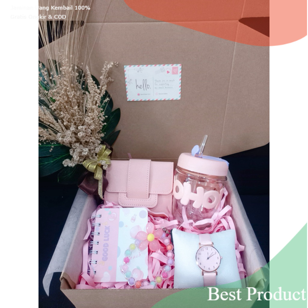 Pink Gift Set Hampers | Graduation and Birthday Gift Set | Kado Hampers Pink / Bingkisan Elegan Kole