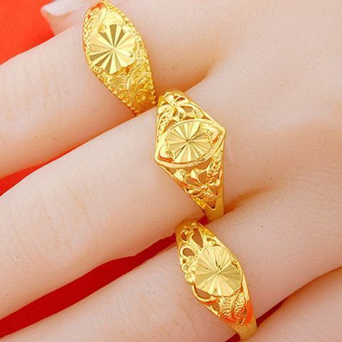 Nansha Gold Ring Real Gold Color Adjustable Open Adjustable Ring