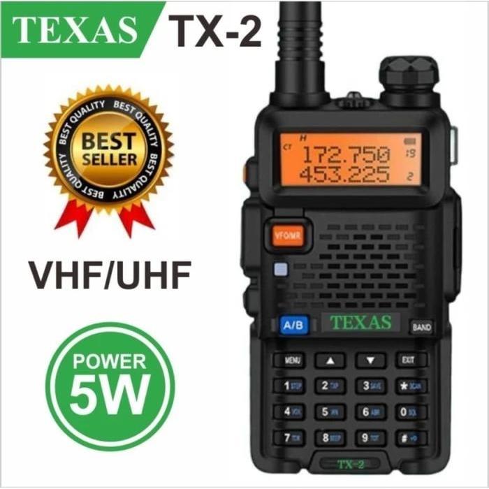 Rainbow market Walkie Talkie Texas Tx-2 Dualband 5KM 10 KM Garansi Internasional Ht - TX-2