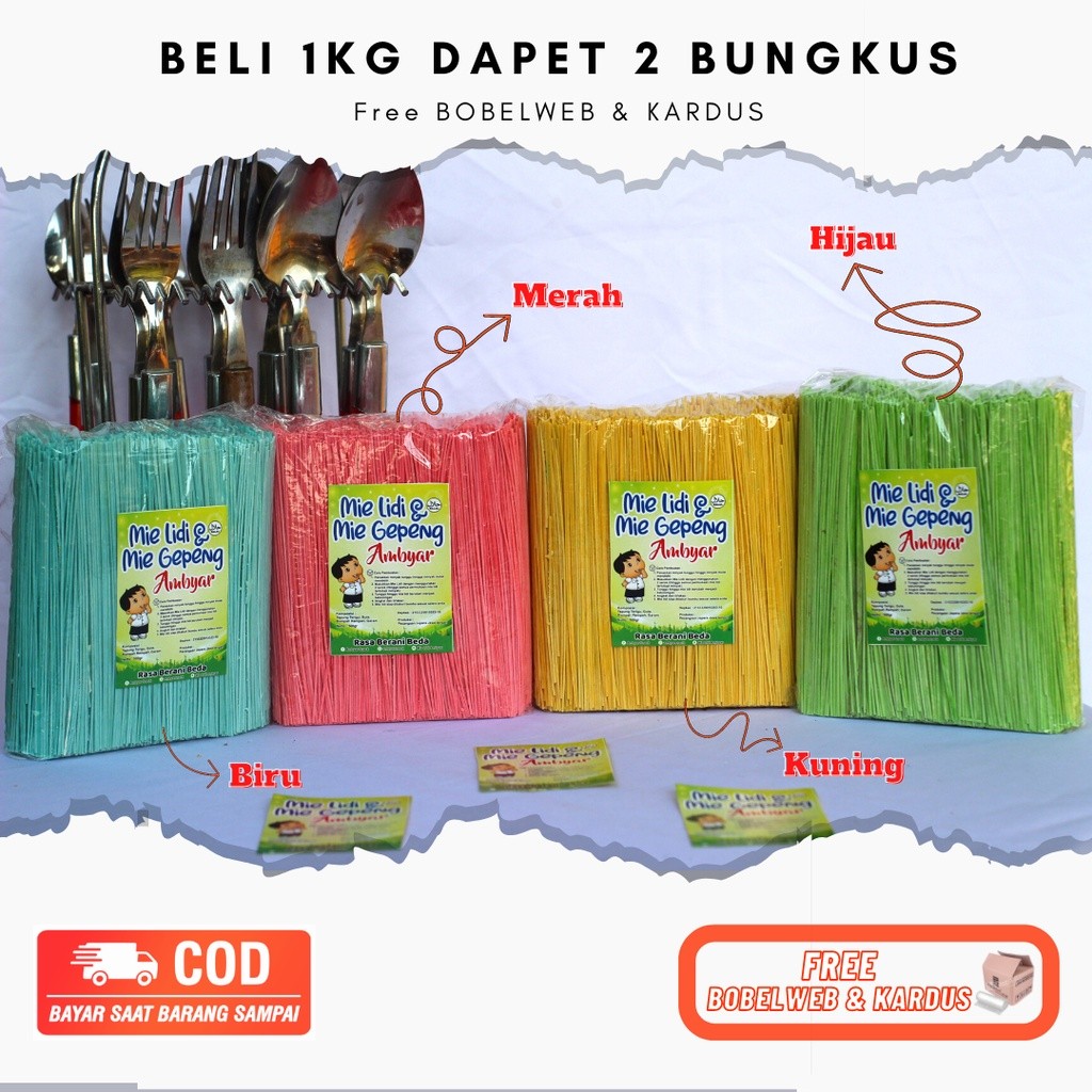 PROMO mie lidi manis/mie lidi gepeng manis/lidi manis/mi lidi kiloan/mie lidi 1kg / mie lidi rainbow
