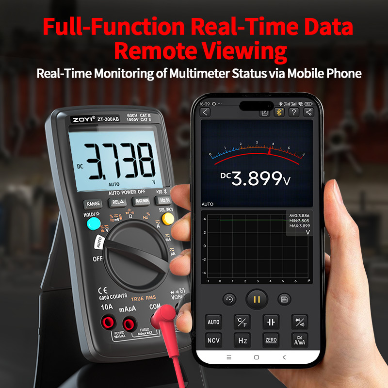 ZOYI APP Bluetooth ZT-300AB Smart Digital High-Precision Multimeter with Anti-Burn, Curve & Data Mon