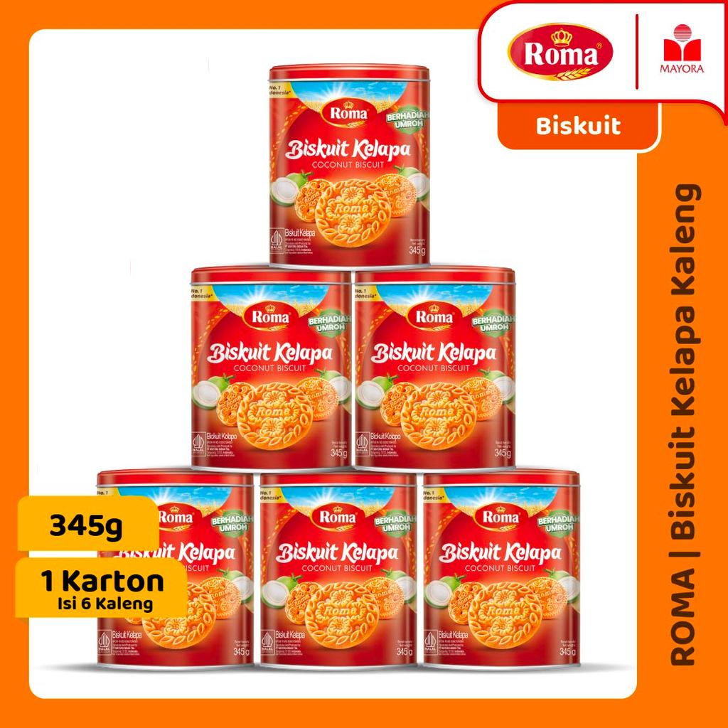 Paket 1 Karton - Roma Biskuit Kelapa Kaleng Festive
